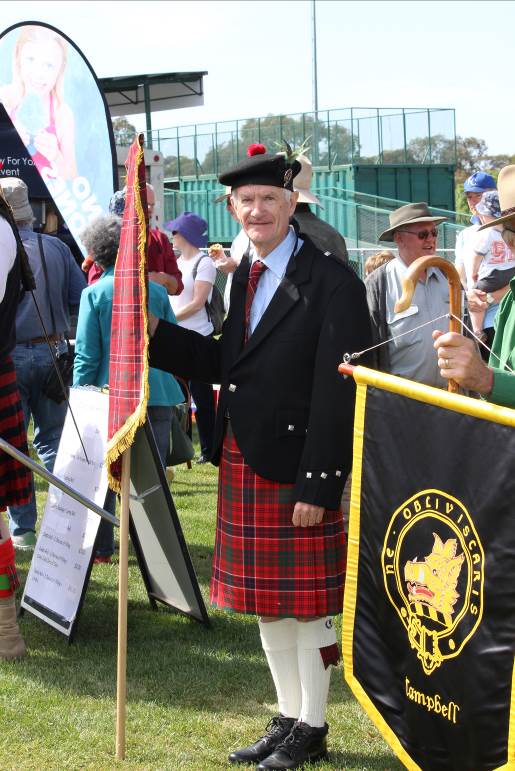Allan Smith getting ready to march with the Clan representatives