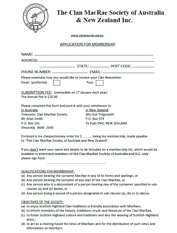 Application for Membership